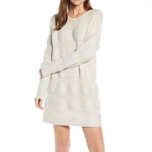 Something Navy Ivory Silver Colorblock Striped Sweaterdress Sweater Dress Comfy
